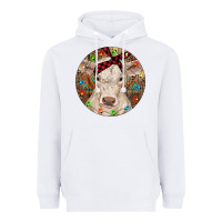 White Christmas Charolais Calf Baby Cow Heavyweight Hoodie - RanaPortraitStore