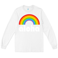 White Aloha Rainbow Hawaii 808 Island Hawaiian Long Sleeve Tee - linhVisuals