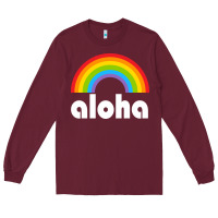Burgundy Aloha Rainbow Hawaii 808 Island Hawaiian Long Sleeve Tee - linhVisuals