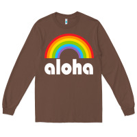 Chestnut Aloha Rainbow Hawaii 808 Island Hawaiian Long Sleeve Tee - linhVisuals