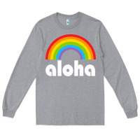 Heather Grey Aloha Rainbow Hawaii 808 Island Hawaiian Long Sleeve Tee - linhVisuals
