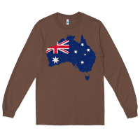 Chestnut Australia Map Flag Drawing Line Art Long Sleeve Tee - linhVisuals