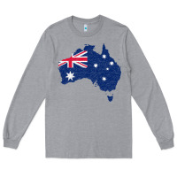 Heather Grey Australia Map Flag Drawing Line Art Long Sleeve Tee - linhVisuals