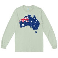 Matcha Australia Map Flag Drawing Line Art Long Sleeve Tee - linhVisuals