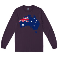 Plum Australia Map Flag Drawing Line Art Long Sleeve Tee - linhVisuals