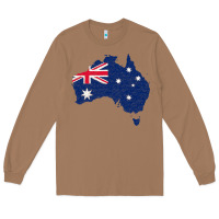 Toasted Coconut Australia Map Flag Drawing Line Art Long Sleeve Tee - linhVisuals