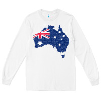 White Australia Map Flag Drawing Line Art Long Sleeve Tee - linhVisuals
