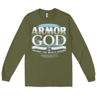 Army Green armor of god bible verse scripture Long Sleeve Tee - linhVisuals