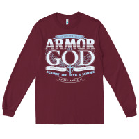 Burgundy armor of god bible verse scripture Long Sleeve Tee - linhVisuals