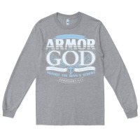 Heather Grey armor of god bible verse scripture Long Sleeve Tee - linhVisuals