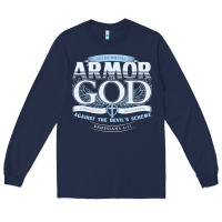 Navy armor of god bible verse scripture Long Sleeve Tee - linhVisuals