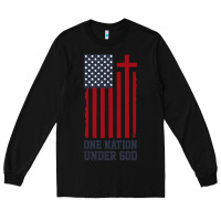 Black american flag one nation under god Long Sleeve Tee - linhVisuals