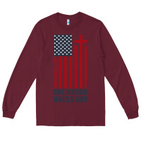 Burgundy american flag one nation under god Long Sleeve Tee - linhVisuals