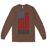 Chestnut american flag one nation under god Long Sleeve Tee - linhVisuals