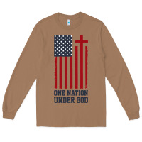 Toasted Coconut american flag one nation under god Long Sleeve Tee - linhVisuals