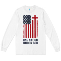 White american flag one nation under god Long Sleeve Tee - linhVisuals