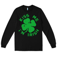 Black kiss me im irish funny saint patrick day womens Long Sleeve Tee - linhVisuals