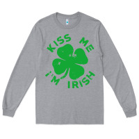 Heather Grey kiss me im irish funny saint patrick day womens Long Sleeve Tee - linhVisuals