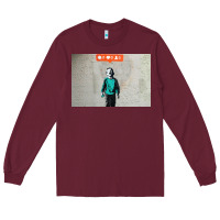 Burgundy banksy nobody likes me boy Long Sleeve Tee - linhVisuals