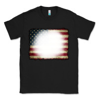 Black American Flag Bleach Effect Classic Tee - CowCowDesign
