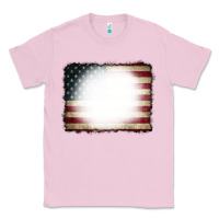 Bubblegum Pink American Flag Bleach Effect Classic Tee - CowCowDesign