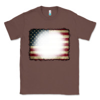 Chestnut American Flag Bleach Effect Classic Tee - CowCowDesign