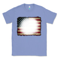 Colony Blue American Flag Bleach Effect Classic Tee - CowCowDesign