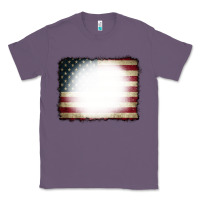 Lavender American Flag Bleach Effect Classic Tee - CowCowDesign