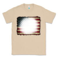 Mushroom American Flag Bleach Effect Classic Tee - CowCowDesign