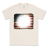 Natural American Flag Bleach Effect Classic Tee - CowCowDesign