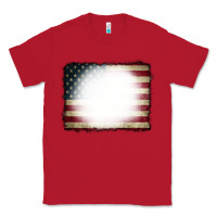 Red American Flag Bleach Effect Classic Tee - CowCowDesign