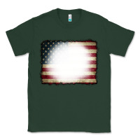 Sports Green American Flag Bleach Effect Classic Tee - CowCowDesign