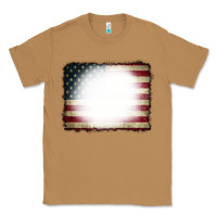 Toasted Coconut American Flag Bleach Effect Classic Tee - CowCowDesign