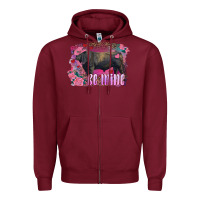 Burgundy be mine black angus bull Zipper Hoodie - RanaPortraitStore