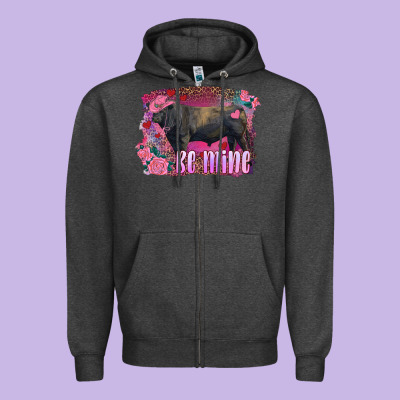 Be Mine Black Angus Bull Zipper Hoodie Designed By Ranaportraitstore