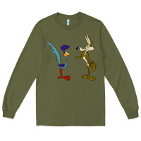 Army Green coyote and the road runner Long Sleeve Tee - linhVisuals