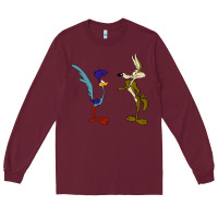 Burgundy coyote and the road runner Long Sleeve Tee - linhVisuals