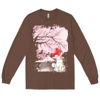 Chestnut japan t  shirt sakura cat t  shirt Long Sleeve Tee - linhVisuals