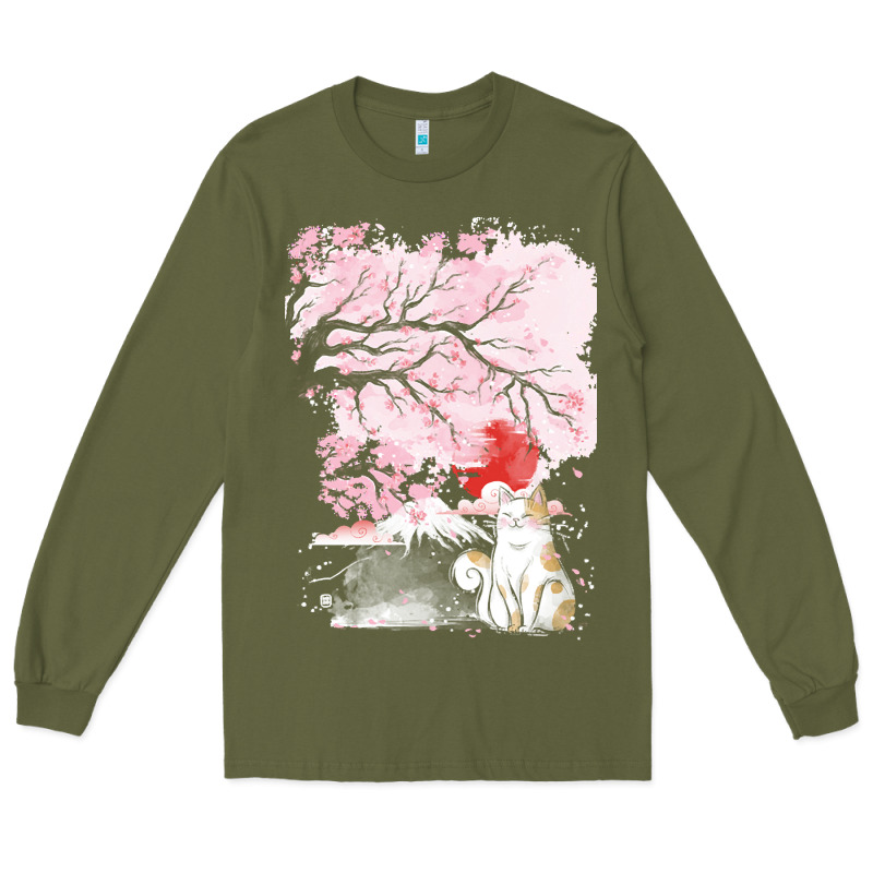 Japan T  Shirt Sakura Cat T  Shirt Long Sleeve Tee by linhVisuals | Teevron