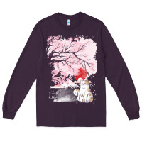 Plum japan t  shirt sakura cat t  shirt Long Sleeve Tee - linhVisuals
