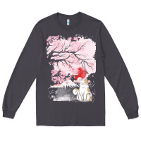 Smoke japan t  shirt sakura cat t  shirt Long Sleeve Tee - linhVisuals