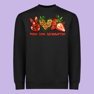 Peace Love Strawberries Heavyweight Sweatshirt Designed By Jasminsmagicworld