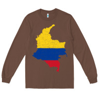 Chestnut colombia Flag Map Drawing Line Art Long Sleeve Tee - linhVisuals