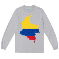 Moon Dust colombia Flag Map Drawing Line Art Long Sleeve Tee - linhVisuals