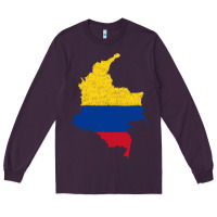 Plum colombia Flag Map Drawing Line Art Long Sleeve Tee - linhVisuals