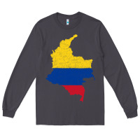 Smoke colombia Flag Map Drawing Line Art Long Sleeve Tee - linhVisuals