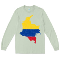 Matcha colombia Flag Map Drawing Line Art Long Sleeve Tee - linhVisuals