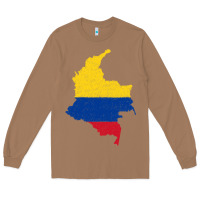 Toasted Coconut colombia Flag Map Drawing Line Art Long Sleeve Tee - linhVisuals