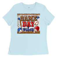 Baby Blue game day vibes tumbler Ladies Tee - BundleAndBundleShop