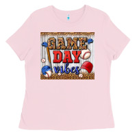 Bubblegum Pink game day vibes tumbler Ladies Tee - BundleAndBundleShop